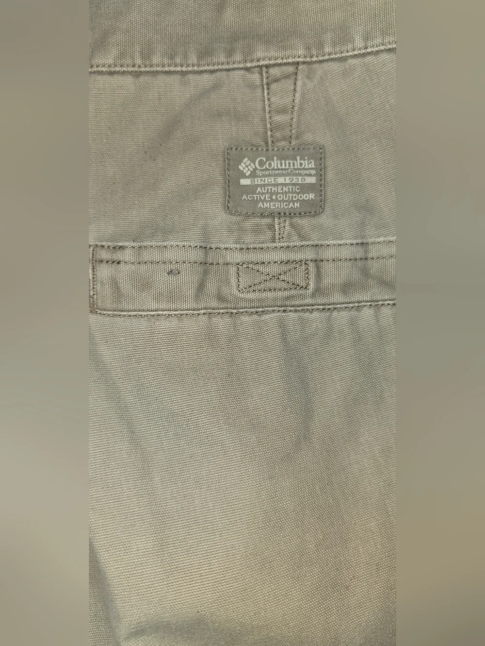 Columbia Mens Canvas Twill Tan Khaki Cargo Pants 100% Cotton 34/32